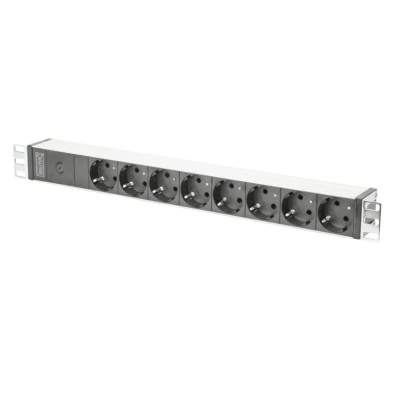 Digitus Bloc multiprise avec profilé en aluminium et préfusible, prise électrique a contact de protection a 8 sorties, connecteur IEC C14 pour câble d