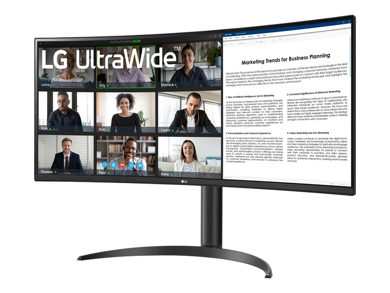 LG - Ecran LED incurve - 34p 3440x1440 WQHD 100 Hz - VA - 5 ms - Hauteur réglable - Inclinable - Garantie 3 ans
