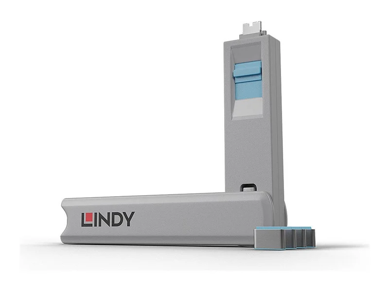 LINDY USB Type C Port Blocker Key - Pack of 4 Blockers Blue