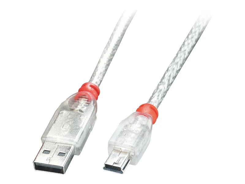 LINDY USB 2.0 Cable A/Mini-B 3m USB High Speed Transparent