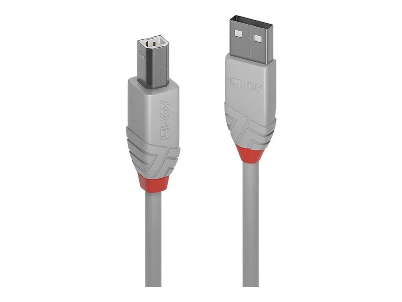 LINDY 2m USB 2.0 Type A to B Cablel Anthra Line USB Type A Male to B Male cool grey