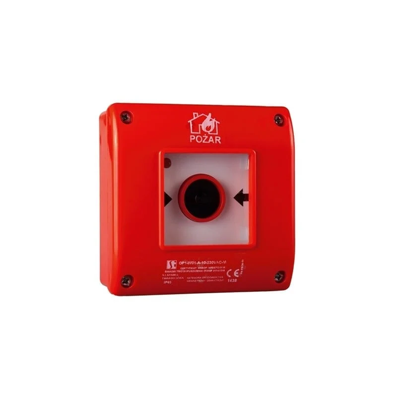 Spamel 1088646/OP1-W01-A11-M Bouton de libération automatique de détection d'incendie OP1, 1NO+1NC avec un marteau