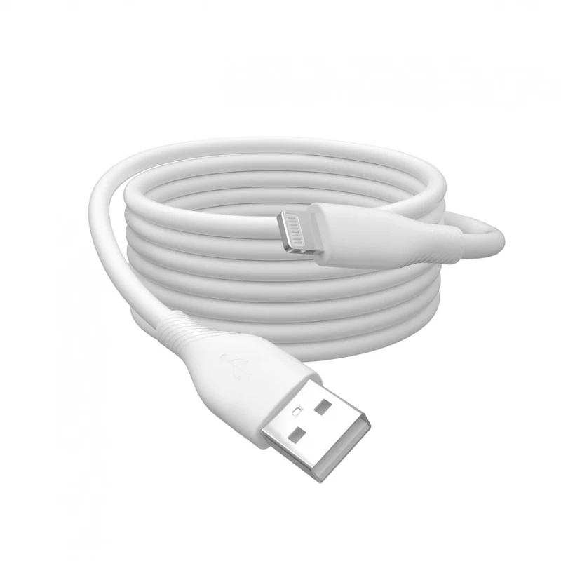 Câble d'alimentation en silicone USB-A vers Lightning, USB 2.0 12W, MFI, 1m blanc