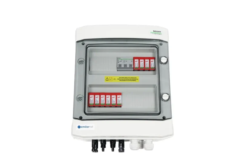 EMITER EM-102_DCAC Tableau de distribution DCAC, IP65, SPD DC Dehn 1000V type 2, 2 x chaîne PV, 2 x MPPT, SPD AC Dehn type 2, 20A 3-F