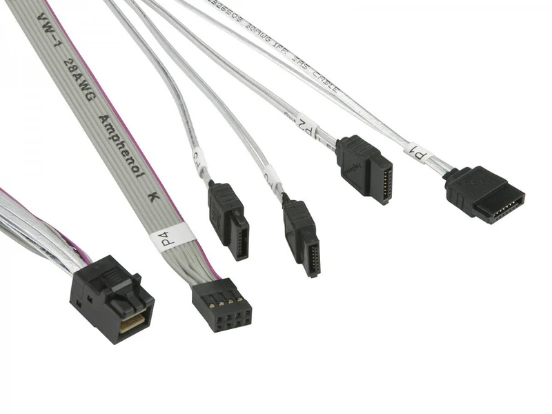 Supermicro MiniSAS / 4 SATA 0.55 m 0,55 m Gris, Blanc