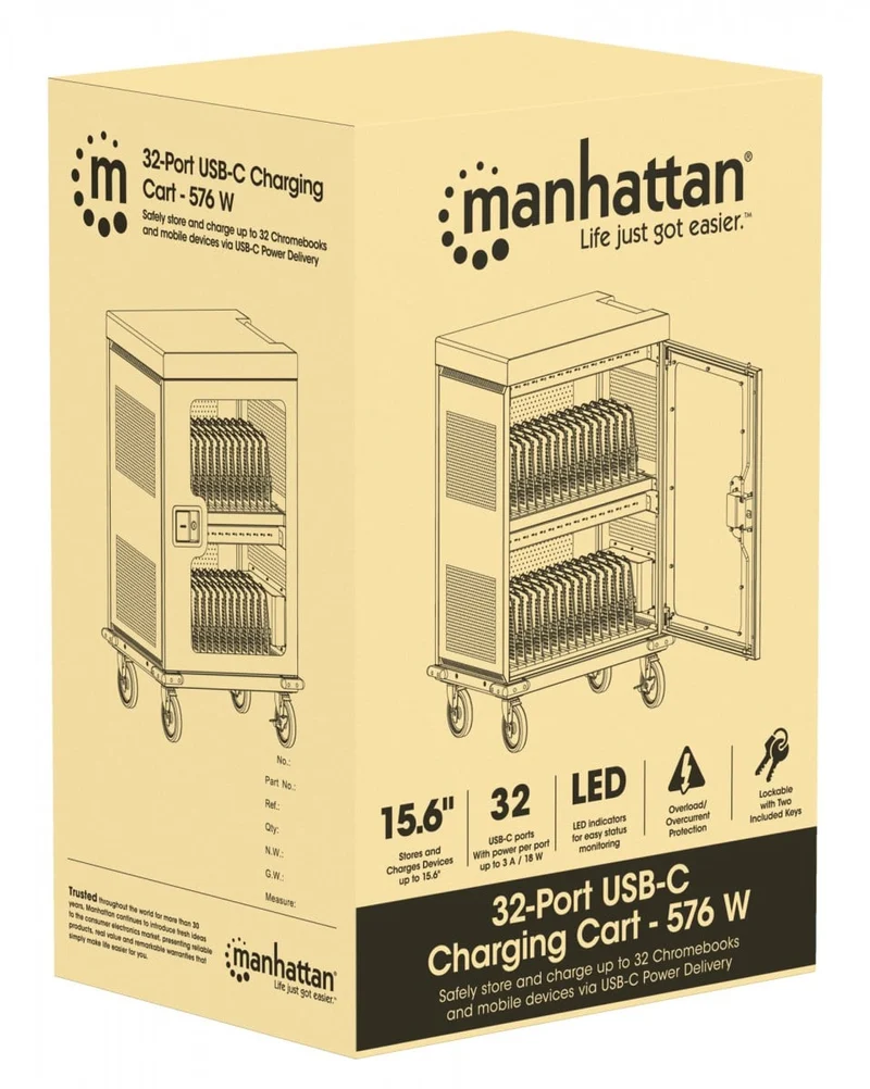 Manhattan 102353 Armoire de chargement USB-C 32 ports 576W