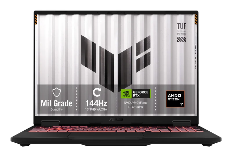 ASUS TUF Gaming A16 FA608UMI-TU167W AMD Ryzen™ 7 260 Laptop 40.6 cm (16") WUXGA 16 GB DDR5-SDRAM 512 GB SSD NVIDIA GeForce RTX 5060 Wi-Fi 6E (802.11ax) Windows 11 Home Black, Grey