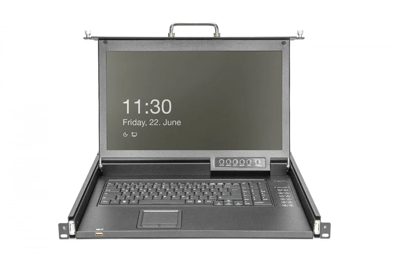 Console KVM modulaire 17'' HD LCD TFT, 8 ports HDMI, pavé tactile, clavier GE, noir