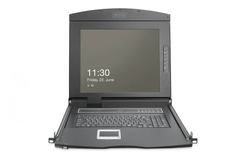 Console KVM modulaire 19'' HD TFT, 16 ports VGA, pavé tactile, clavier GE, noir