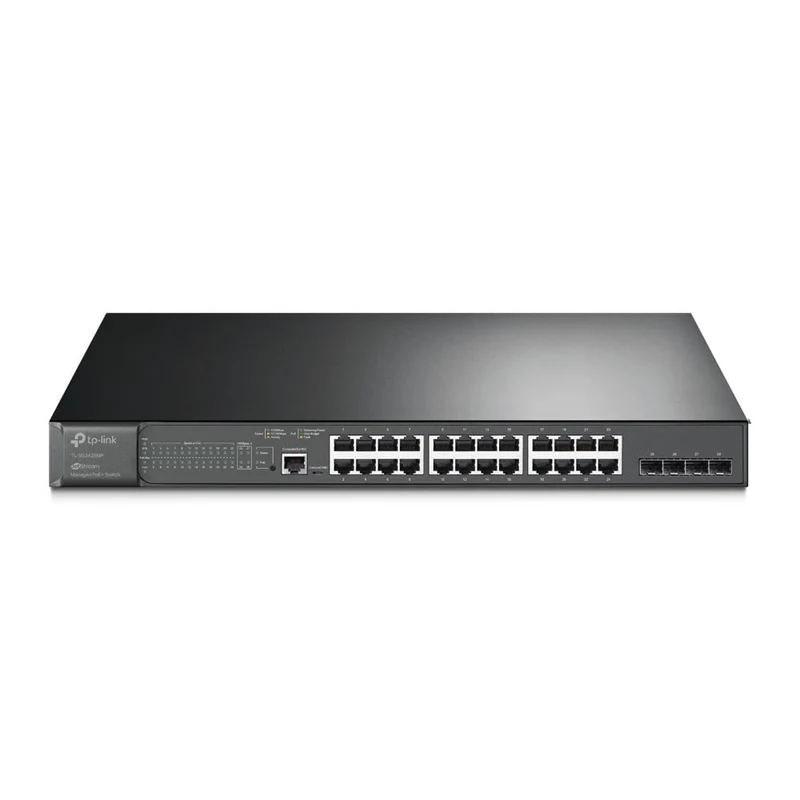 TP-Link JetStream TL-SG3428MP commutateur réseau Géré L2+ Gigabit Ethernet (10/100/1000) Connexion Ethernet, supportant l'alimentation via ce port (PoE) 1U Noir