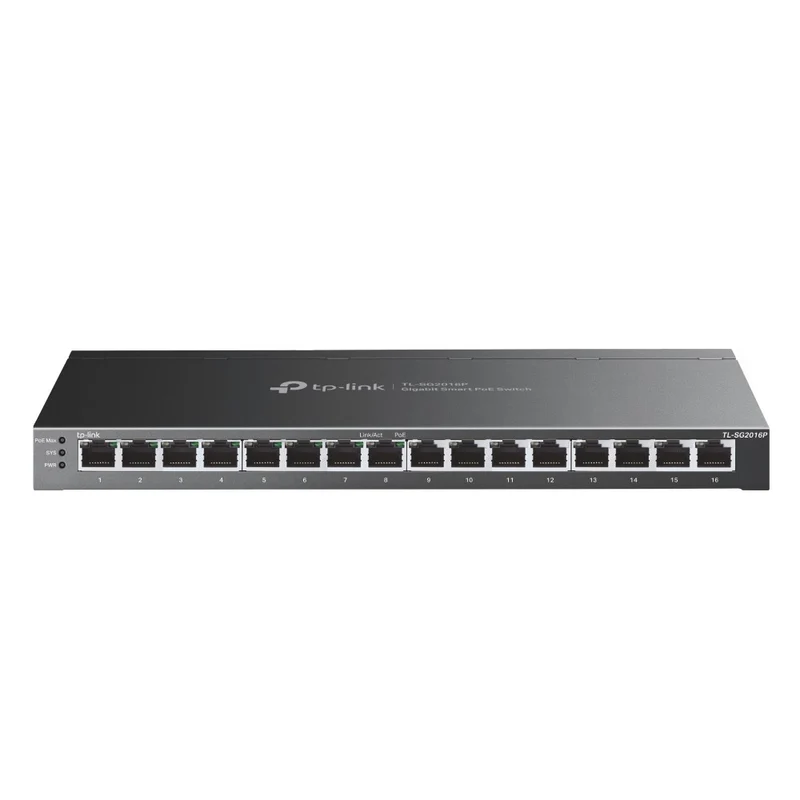 TP-Link JetStream TL-SG2016P commutateur réseau L2/L3/L4 Gigabit Ethernet (10/100/1000) Connexion Ethernet, supportant l'alimentation via ce port (PoE) Noir