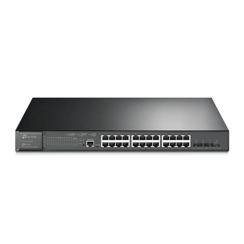 TP-Link JetStream TL-SG3428XMP commutateur réseau Géré L2+ Gigabit Ethernet (10/100/1000) Connexion Ethernet, supportant l'alimentation via ce port (PoE) 1U Noi