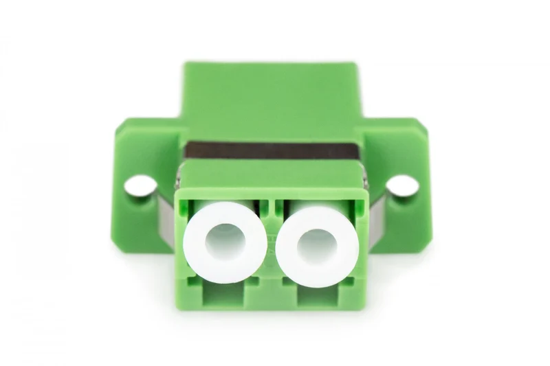 Adaptateur fibre optique LC APC/LC APC duplex, monomode OS2, manchon en céramique, vert