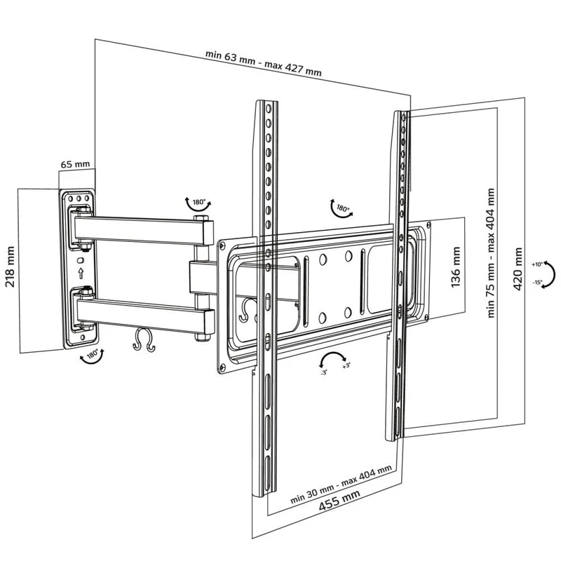 "Techly ICA-PLB 320MT Support mural pour TV 32-55"" LED/LCD 35kg pivotant inclinable"