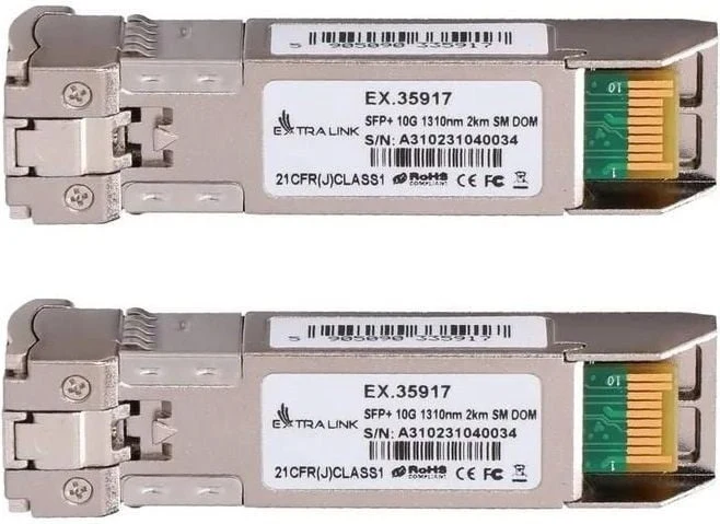 Extralink SFP+ 10G 2-pack | Module SFP+ | 10Gbps, LC/UPC, 1310nm, 2km, monopolaire, DOM