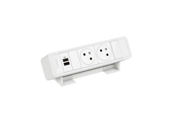 Bloc Bureau 2x2P+T F/B USB A+C 15W à raccorder - Blanc