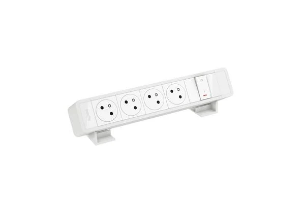 Bloc Bureau 4x2P+T F/B avec inter à raccorder - Blanc
