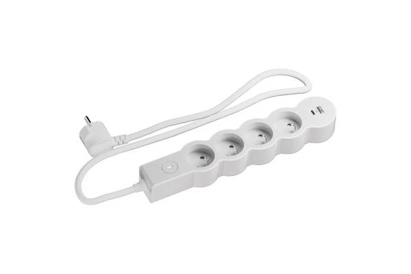 Multiprise 4x2P+T 16A 230V-3680W + USB A/C - inter ON/OFF -
