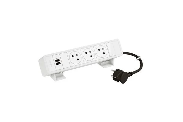 Bloc Bureau 3x2P+T F/B + USB A+C 15W et cordon 2m fiche - Bl