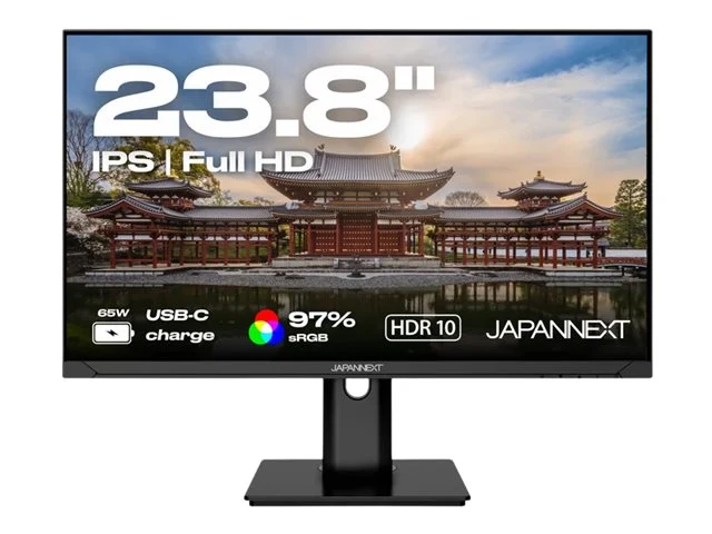 JAPANNEXT Ecran - 23.8p - 1920x1080 FHD - 75 Hz - IPS - 300 cd/m2 - HDR - USB-C 65W - HDMI - DisplayPort