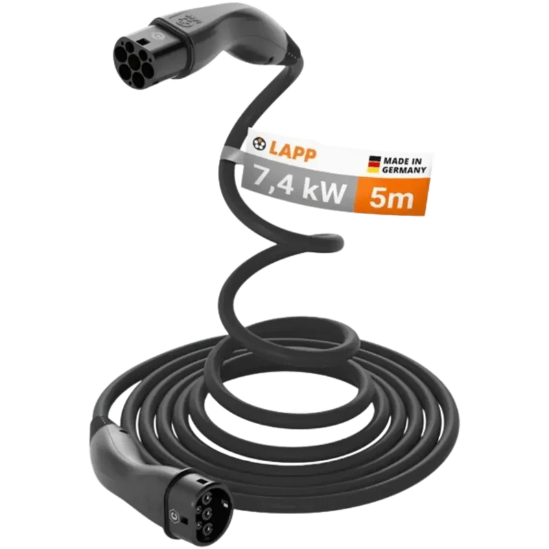 Câble de recharge Helix pour voiture électrique - Type 2 - 7.4KW - 5M