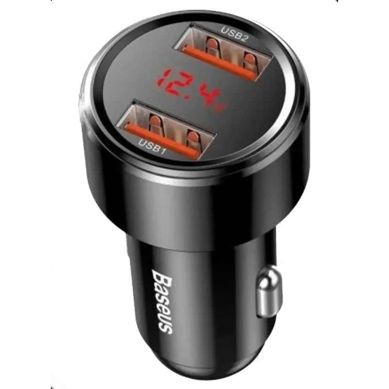 Chargeur allume cigare 12-24V voiture 45W 2x USB affichage LED