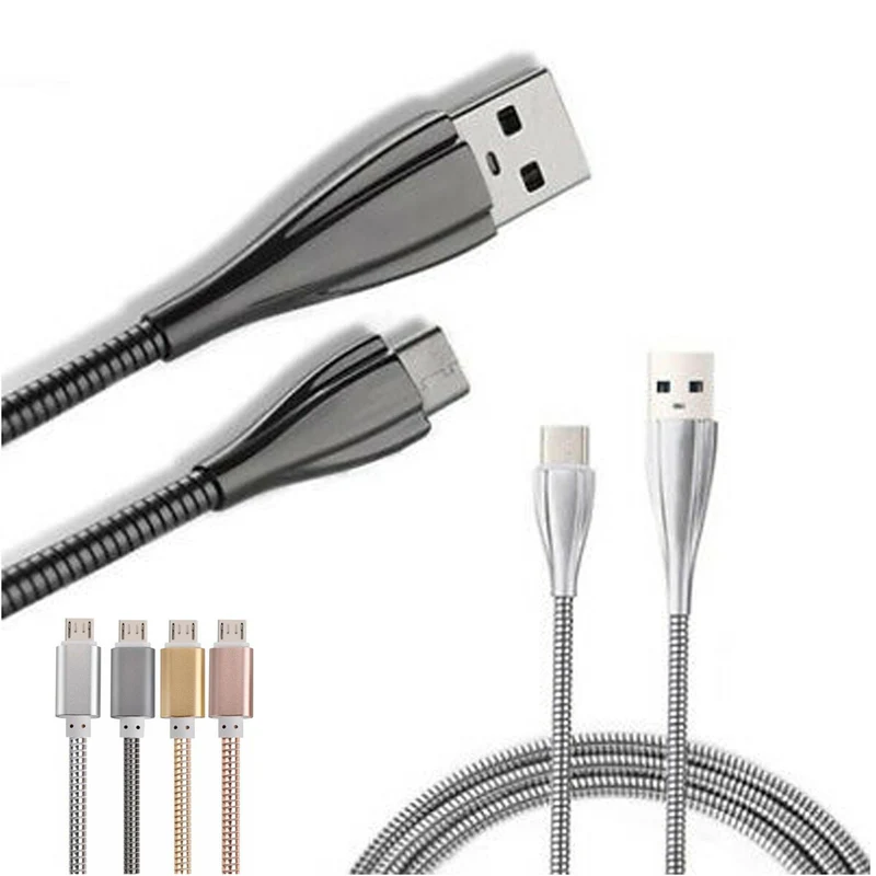 CAVO IN ACCIAIO RICARICA TRASFERIMENTO DATI smartphon ANDROID PC USB RESISTENTE