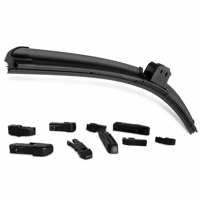 SPAZZOLE TERGICRISTALLI PIOGGIA UNIVERSALE AUTO AERO FLAT 9 ATTACCHI 22" 550 mm