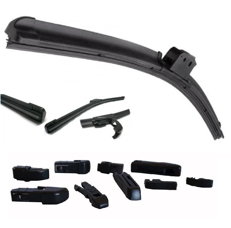 SPAZZOLE TERGICRISTALLI PIOGGIA UNIVERSALE AUTO AERO FLAT 9 ATTACCHI 18" 450 mm