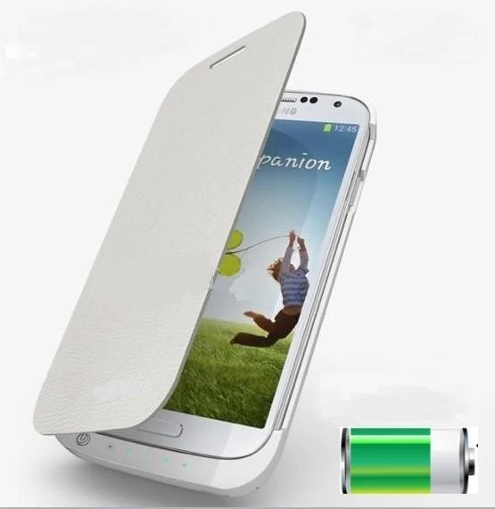 FLIP COVER CON BATTERIA AGGIUNTIVA PER SAMSUNG GALAXY I9500 S4 3200 MAH BIANCA -
