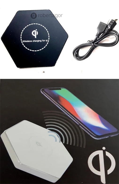 CARICATORE PORTATILE WIRELESS INDUZIONE CARICA VELOCE FAST QI CHARGE ESAGONALE