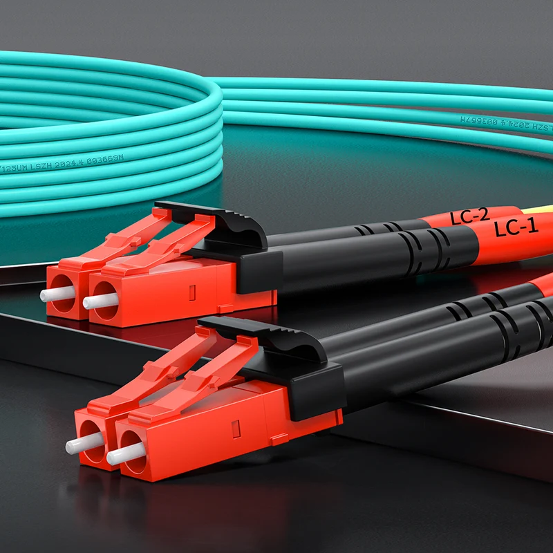 AMPCOM OM3 50/125μm LC to LC Multimode Duplex Fiber Optic Cord, LSZH 2.0mm Jacket