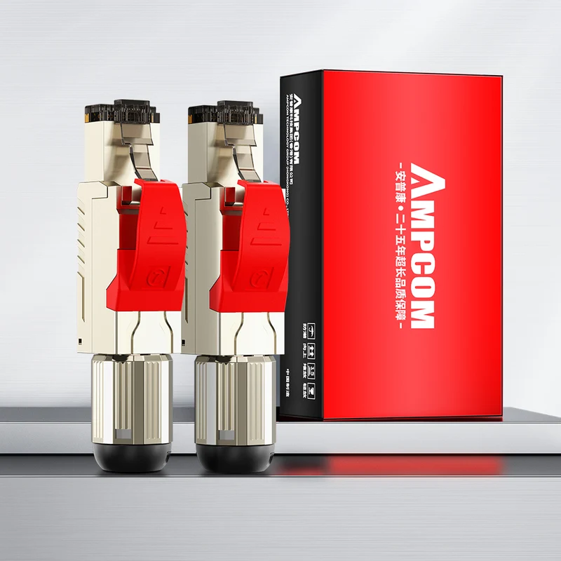 AMPCOM TW Cat7 Zinc-Alloy Shielded Tool-Free RJ45 Connector for 22-24 AWG Ethernet Cable