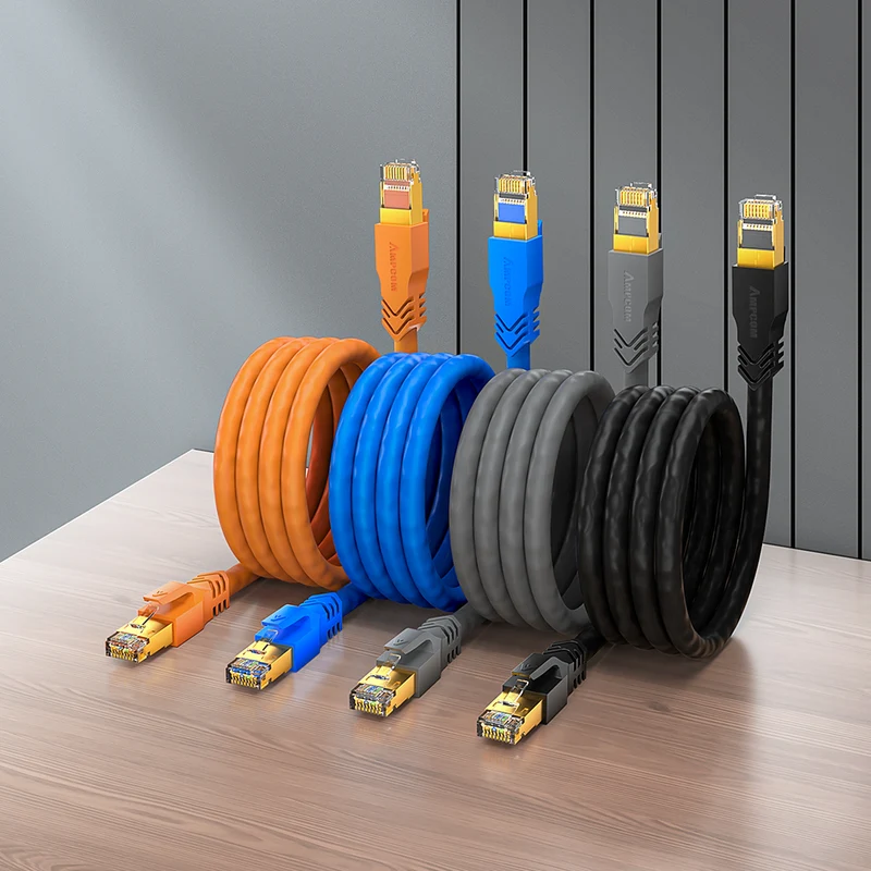 AMPCOM Cat7 S/FTP 24AWG LSZH Patch Cable for Data Center Cabling or Surveillance System Wiring