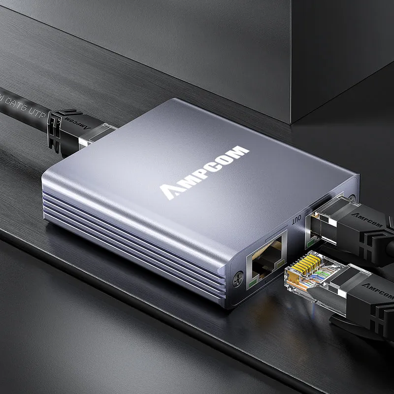 AMPCOM 1-to-2 RJ45 Network Cable Splitter – Gigabit Ethernet Port Expander