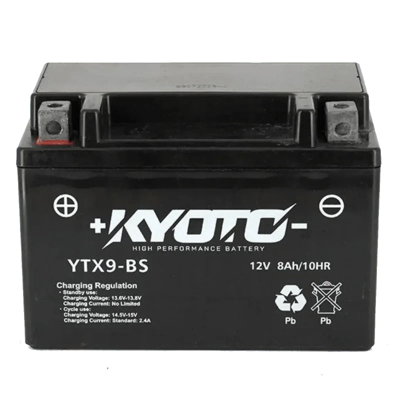 Batterie Moto KYOTO YTX9-BS 12V 8Ah AGM – Sans Entretien Prête à l'Emploi