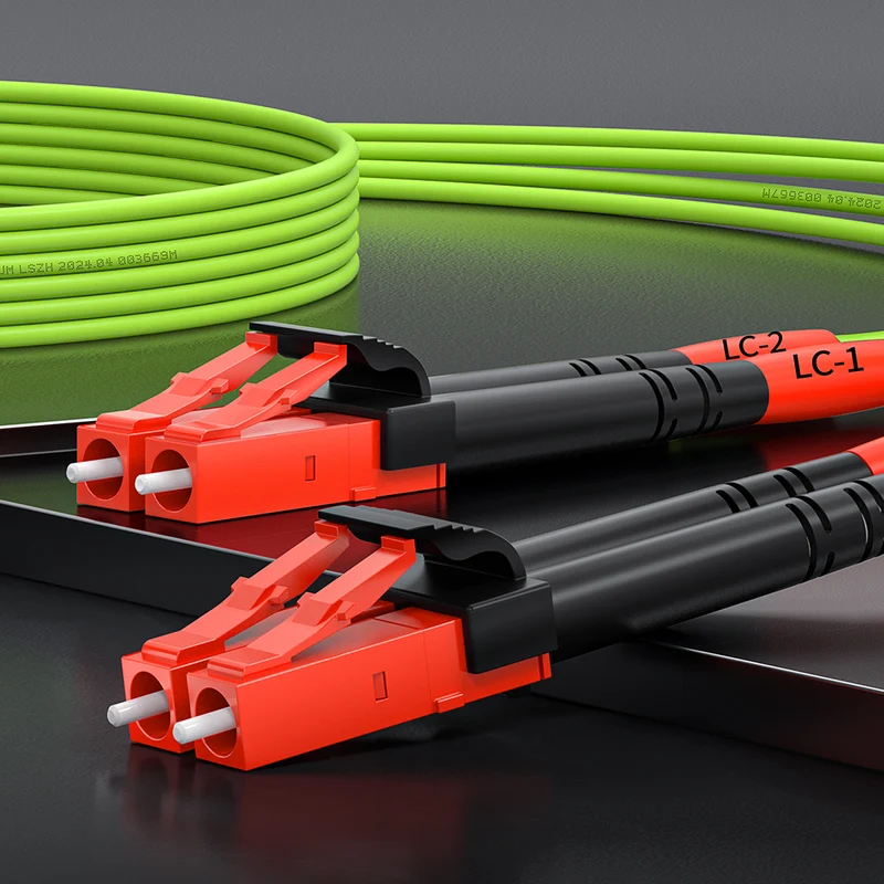 AMPCOM OM5 50/125μm LC to LC Multimode Duplex Fiber Patch Cable, 2.0mm Green LSZH Jacket