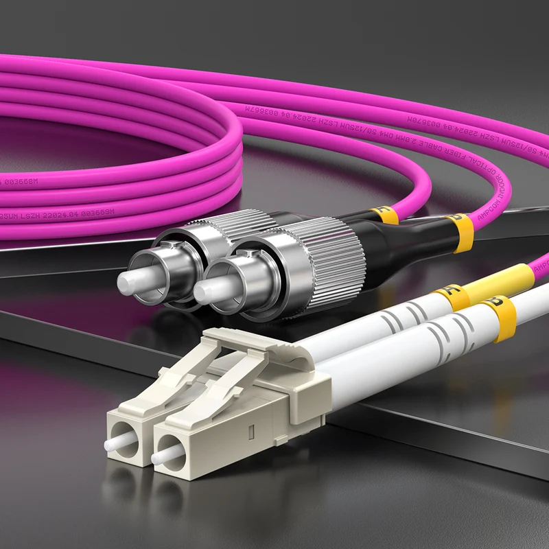 AMPCOM OM4 50/125μm LC to FC Multimode Duplex Fiber Patch Cable, LSZH 2.0mm Jacket