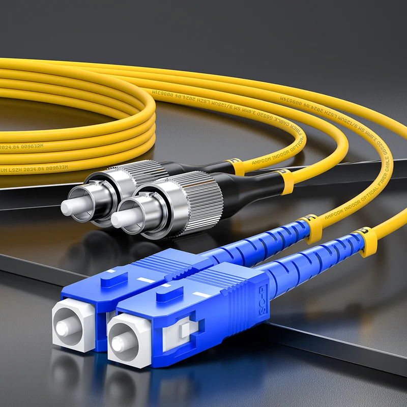 AMPCOM SC to FC SMF 9/125μm Single Mode (OS2) Duplex Fiber Optic Patch Cable, LSZH OFNR 2.0mm Jacket