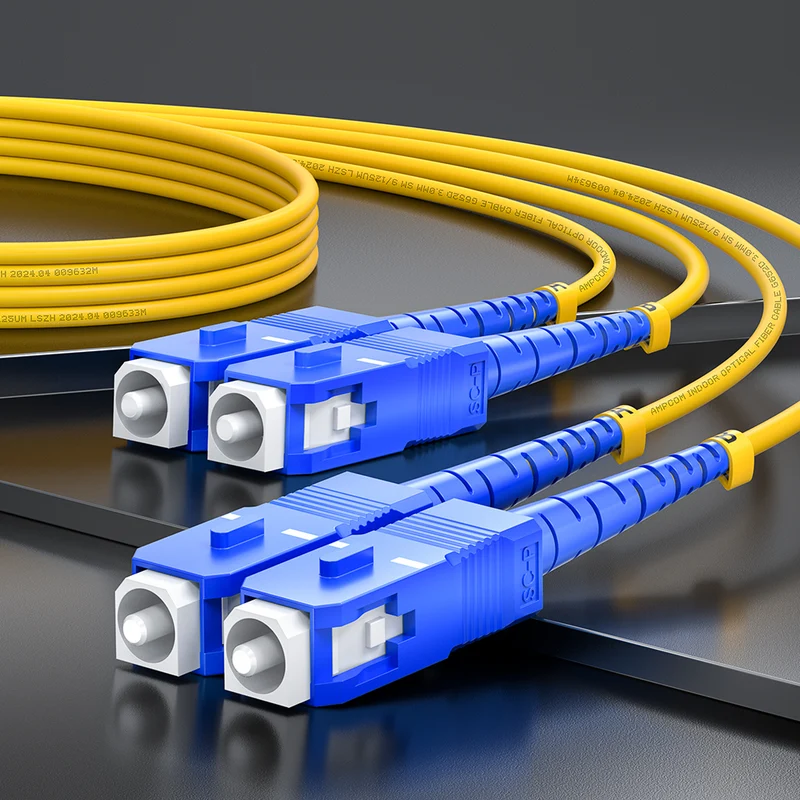 AMPCOM SC to SC SMF 9/125μm Single Mode (OS2) Duplex Fiber Optic Patch Cable, LSZH OFNR 2.0mm Jacket
