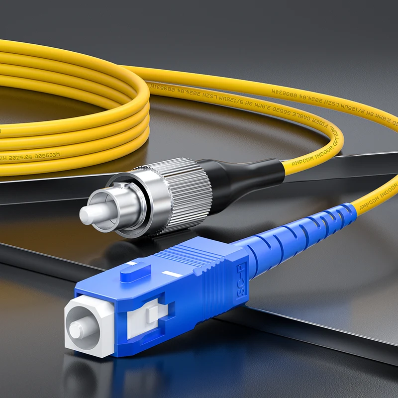 AMPCOM SC to FC SMF 9/125μm Single Mode (OS2) Simplex Fiber Optic Patch Cable, LSZH OFNR 2.0mm Jacket