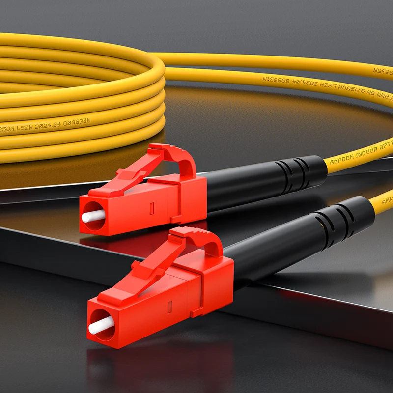 AMPCOM LC to LC SMF 9/125μm Single Mode (OS2) Simplex Fiber Optic Patch Cable, LSZH OFNR 2.0mm Jacket