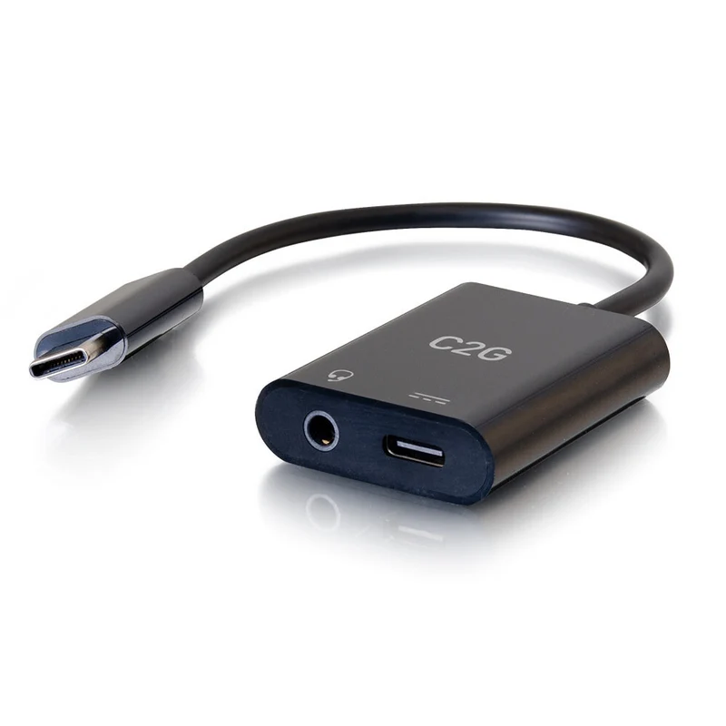 C2G USB-C® to AUX Multiport Adapter (3.5mm) with Power Delivery up to 100W