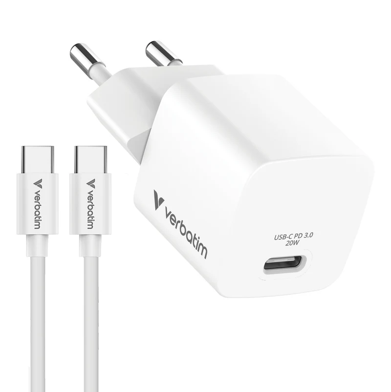 Verbatim Mini GaN Charger 20W Bundle with USB-C cable