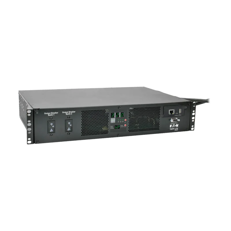 Eaton PDUMH32HVATNET 7.7kW Single-Phase Switched Automatic Transfer Switch PDU, Two 200-240V IEC309 32A Blue Inputs, 16-C13 2-C19 Outlets, 2U, TAA