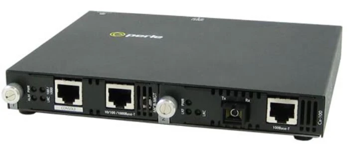 Perle SMI-100-M1SC2U - Fast Ethernet IP Managed Media Converter. 100BASE-TX (RJ-45) [100 m/328 ft.] to 100BASE-BX 1310nm TX / 1550nm RX single fiber multimode (SC) [2 km/1.2 miles]
