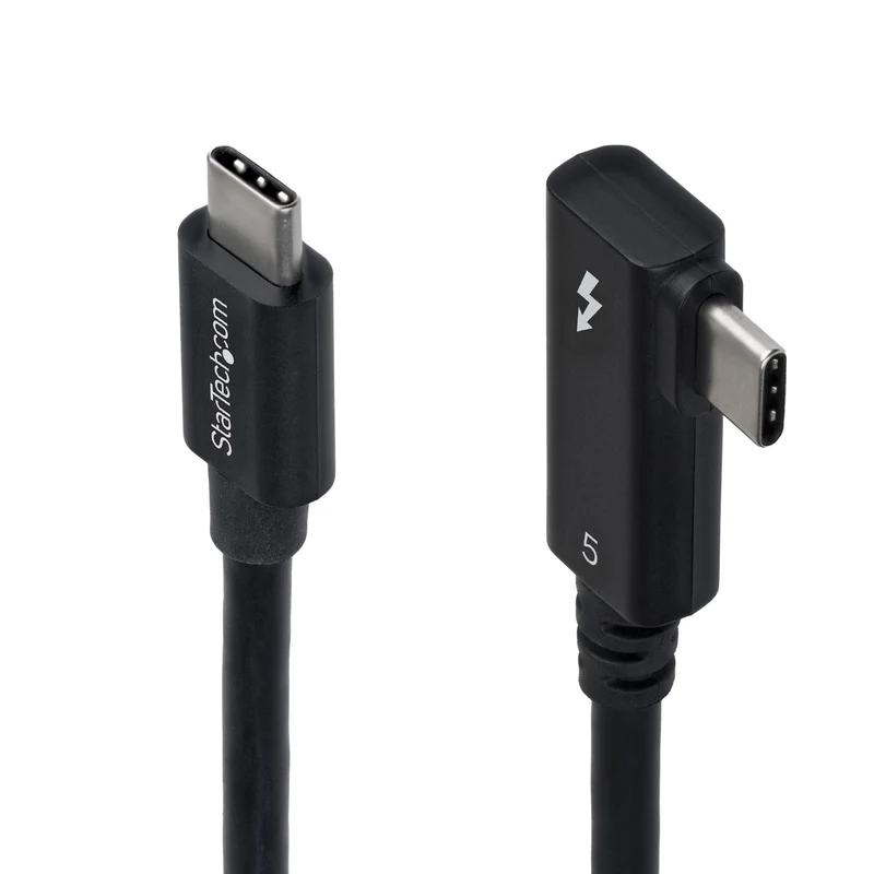 StarTech.com 2.6ft (80cm) Right Angle Thunderbolt 5 Cable, 80Gbps/Up to 120Gbps, 240W PD, 8K 60Hz, Certified Thunderbolt Cable, Compatible w/Thunderbolt 4/USB4/USB-C