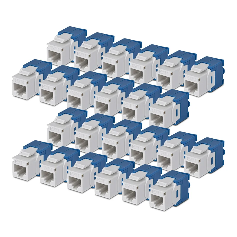 StarTech.com Cat6 Keystone Jack, 24-Pack RJ45 Ethernet Keystone Jacks, UTP Cat6 Wall Jack, 180-Degree Toolless, White