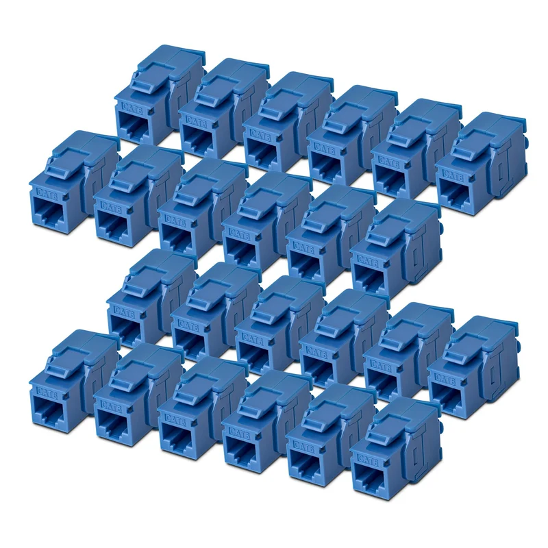 StarTech.com Cat6 Keystone Jack, 24-Pack RJ45 Ethernet Keystone Jacks, UTP Cat6 Wall Jack, 180-Degree Toolless, Blue