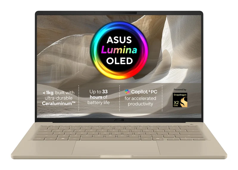 ASUS Zenbook A14 UX3407NA-QD069W Copilot+ PC Snapdragon X2E-88-100 Laptop 35.6 cm (14") WUXGA 16 GB LPDDR5x-SDRAM 1 TB SSD Wi-Fi 7 (802.11be) Windows 11 Home Beige